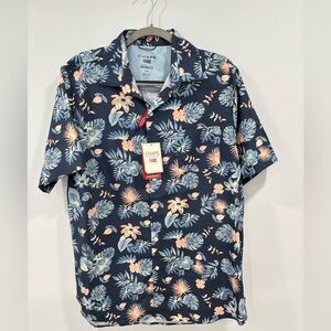 NWT Chaps Everyday Performance Woven Shirt Men's Size L Blue Floral Stretch